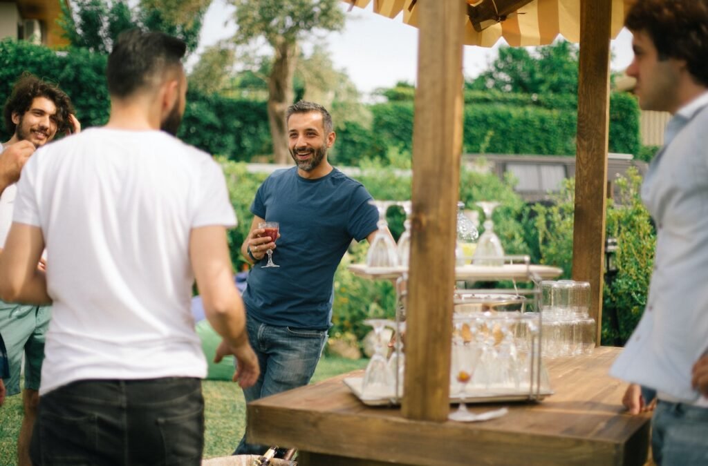 camaraderie men talking
