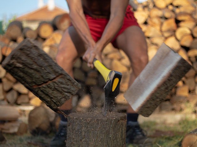 chopping wood